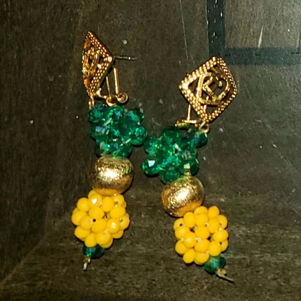 Green and yellow earings